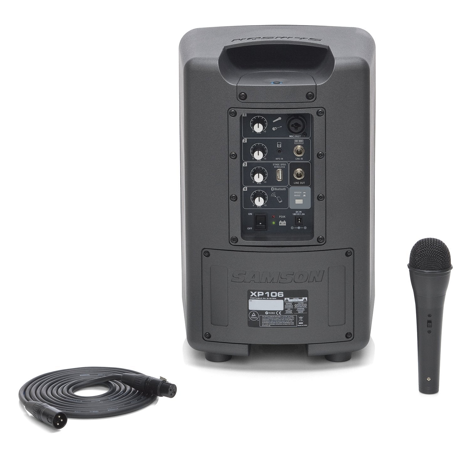 Samson Expedition XP106 Rechargeable Portable PA with Bluetooth, includes wired handheld microphone,Gray